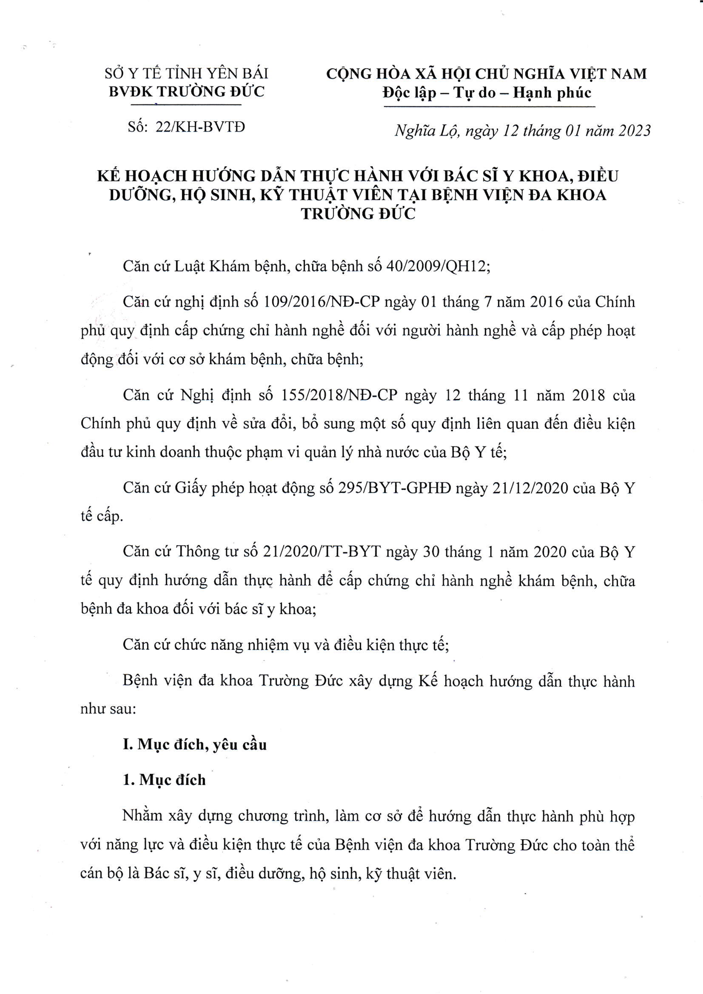 Hình ảnh tin tức Kế hoạch thực hành cấp chứng chỉ hành nghề Y 2023