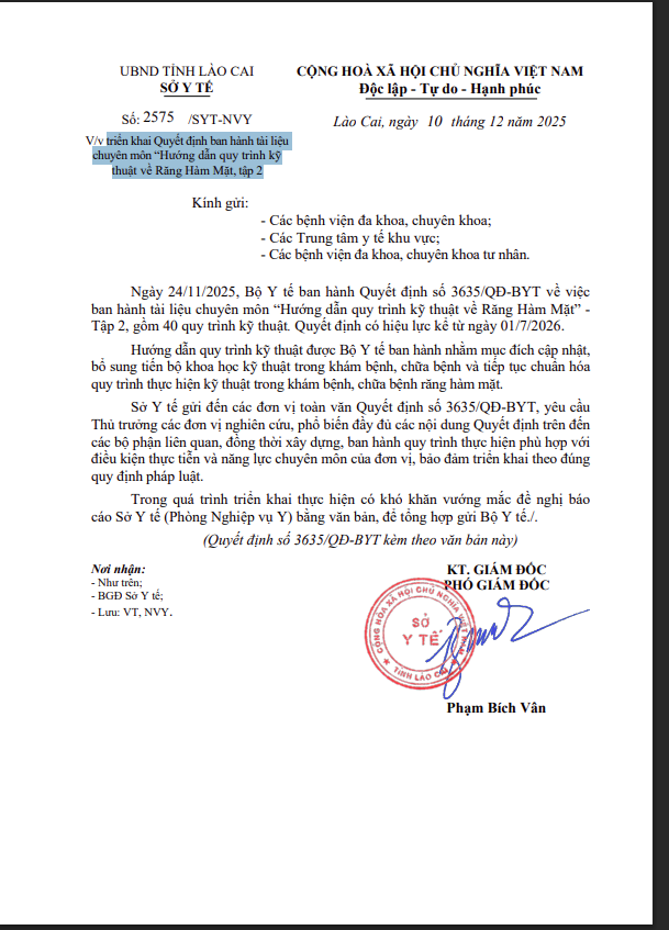 Hình ảnh tin tức Cv vv triển khai Quyết định ban hành tài liệu chuyên môn “Hướng dẫn quy trình kỹ thuật về Răng Hàm Mặt, tập 2