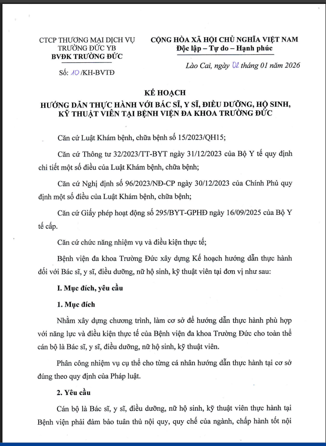 Hình ảnh tin tức Kế hoạch thực hành cấp chứng chỉ hành nghề Y 2026